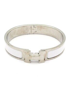 Hermes Bangle Click Silver White